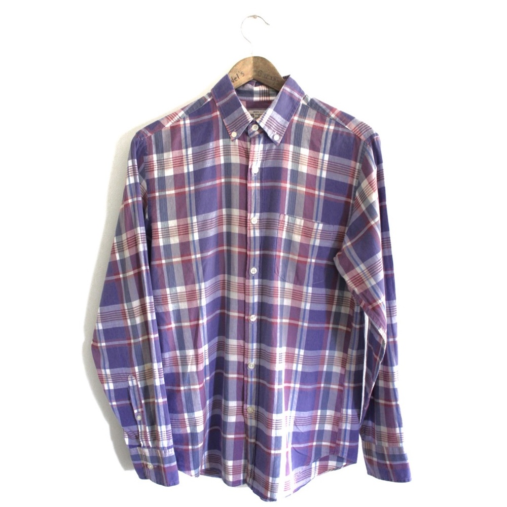J. Crew Madras Purple Flannel Button Up Preowned Men’s Small